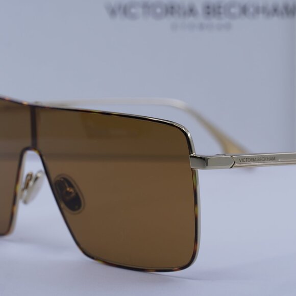 Victoria Beckham VB238S 723 Shield Sunglasses – Gold/Caramel - Picture 4 of 10